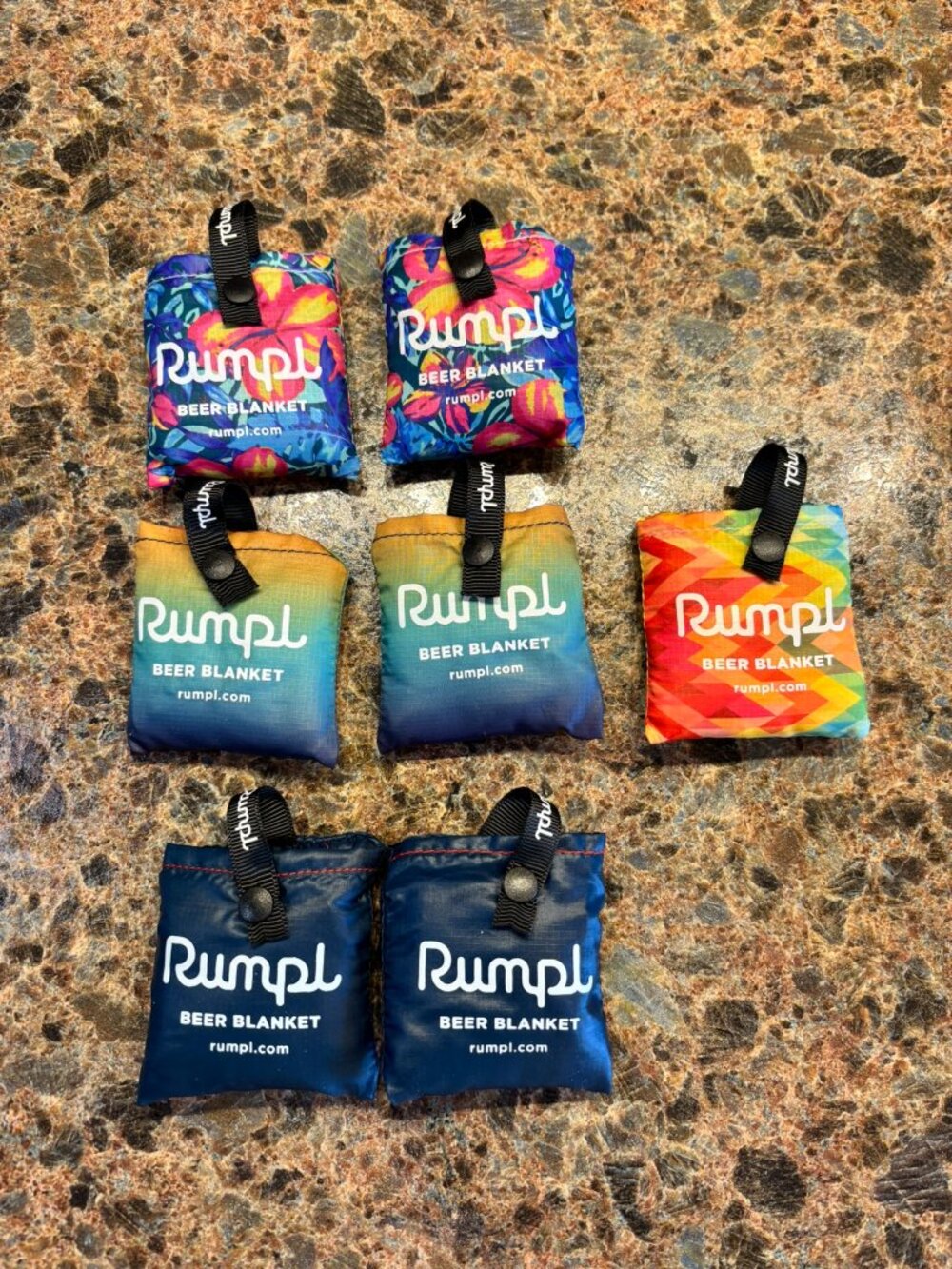 Bundle of 7 Rumpl Beer Blanket Can Coozies Travel Backpack Summer Beach Packable